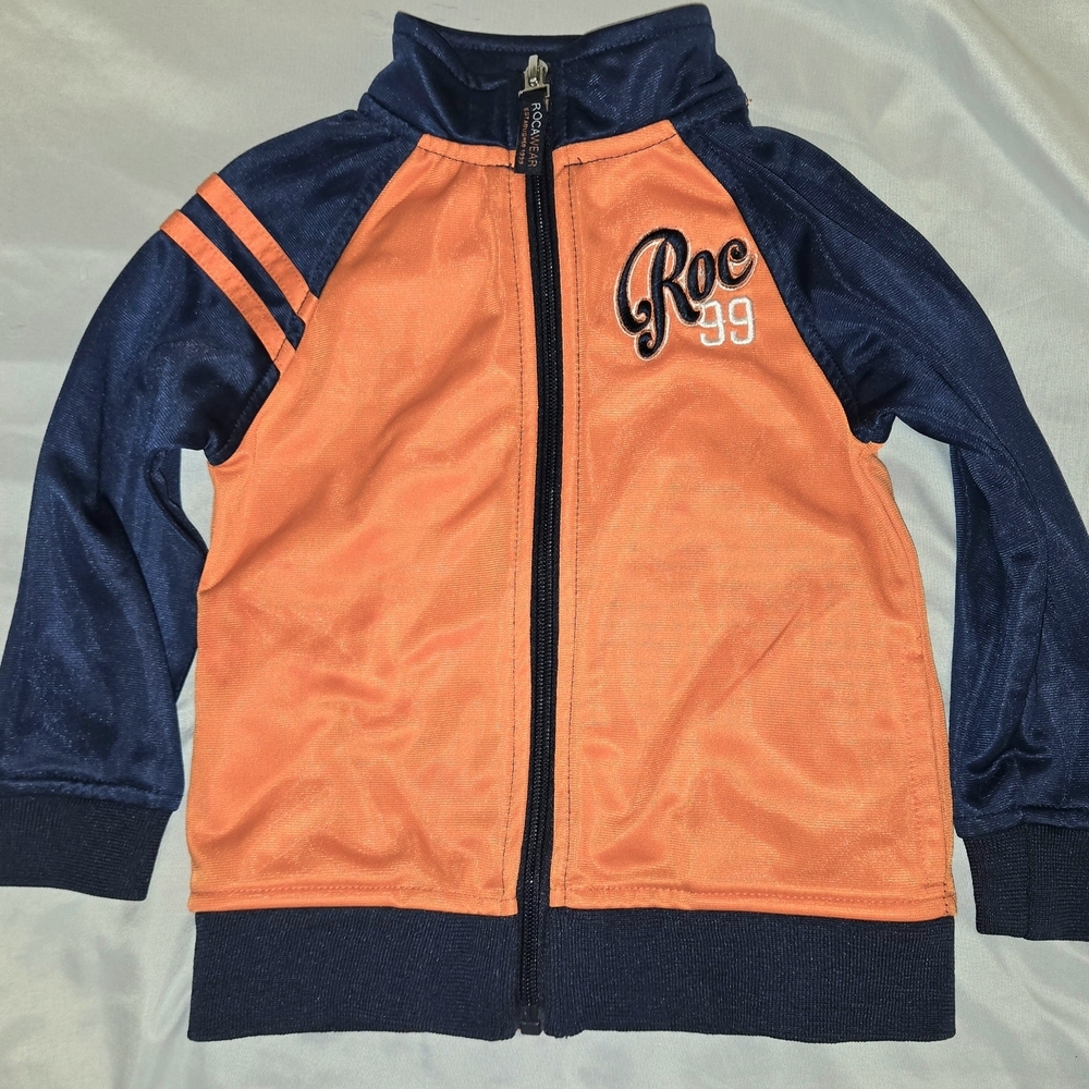 Rocawear Kids Boys Orange And Navy Track Jacket Full Zip 12 Months Old